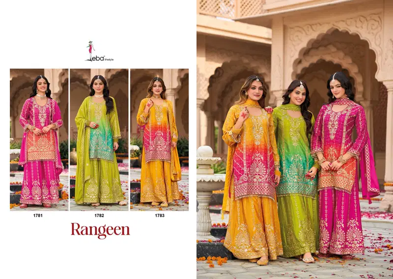 Rangeen By Eba Heavy Chinon Readymade Suits Wholesale Market In Surat